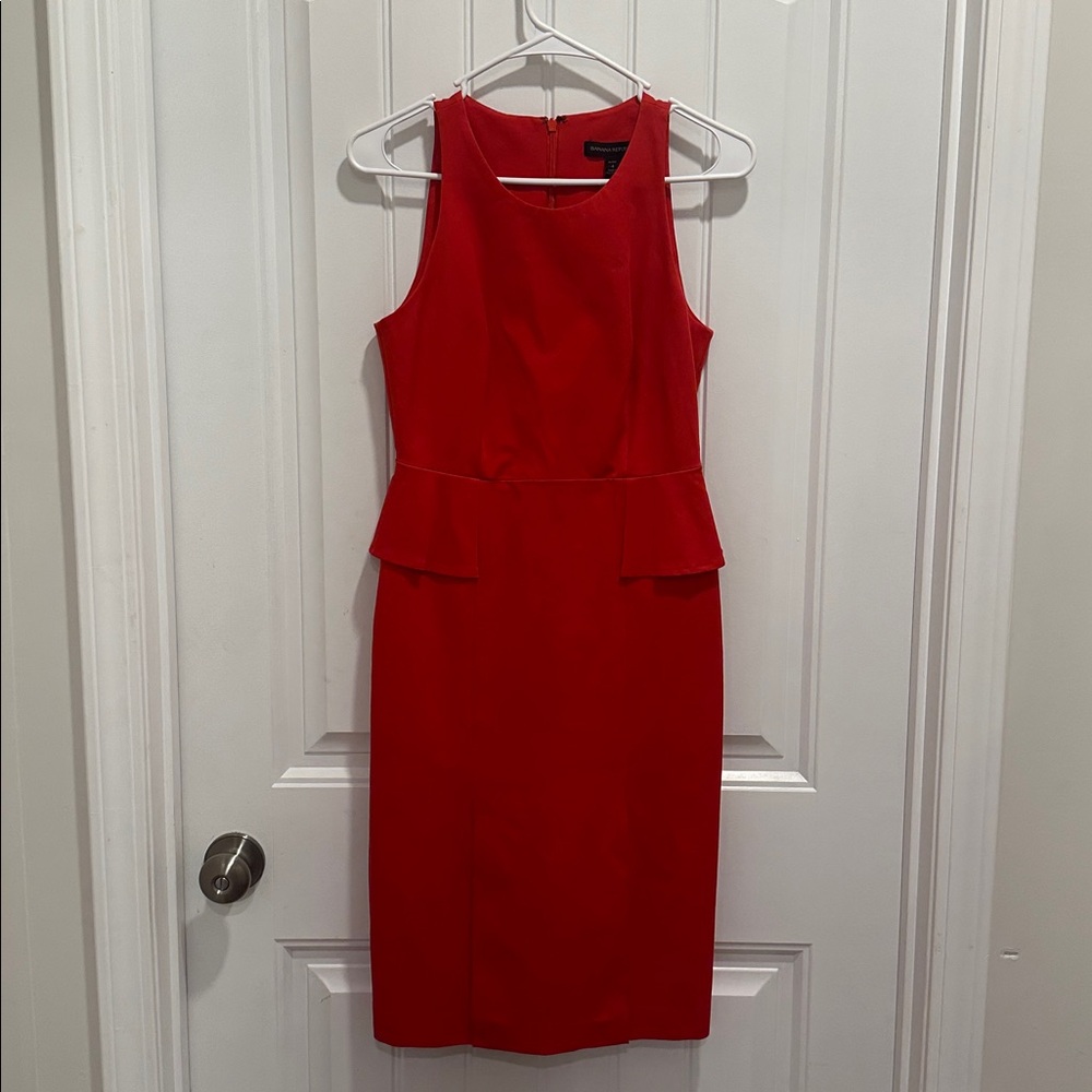 Banana Republic Orange-ish Red Sleeveless Midi Dress, Size 4P